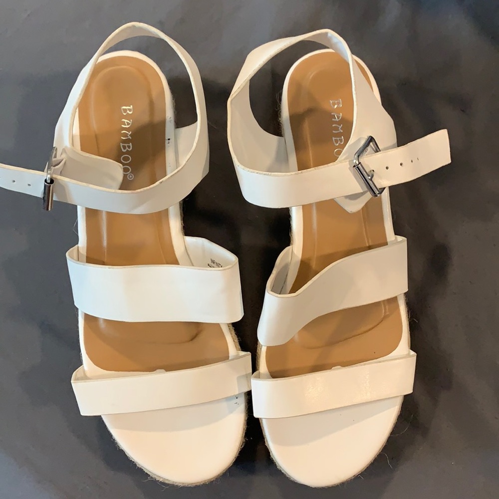 White Bamboo platform sandals